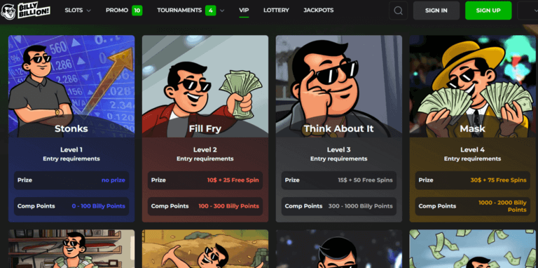 Billy Billion - ideal for high rollers with extensive loyalty program benefits