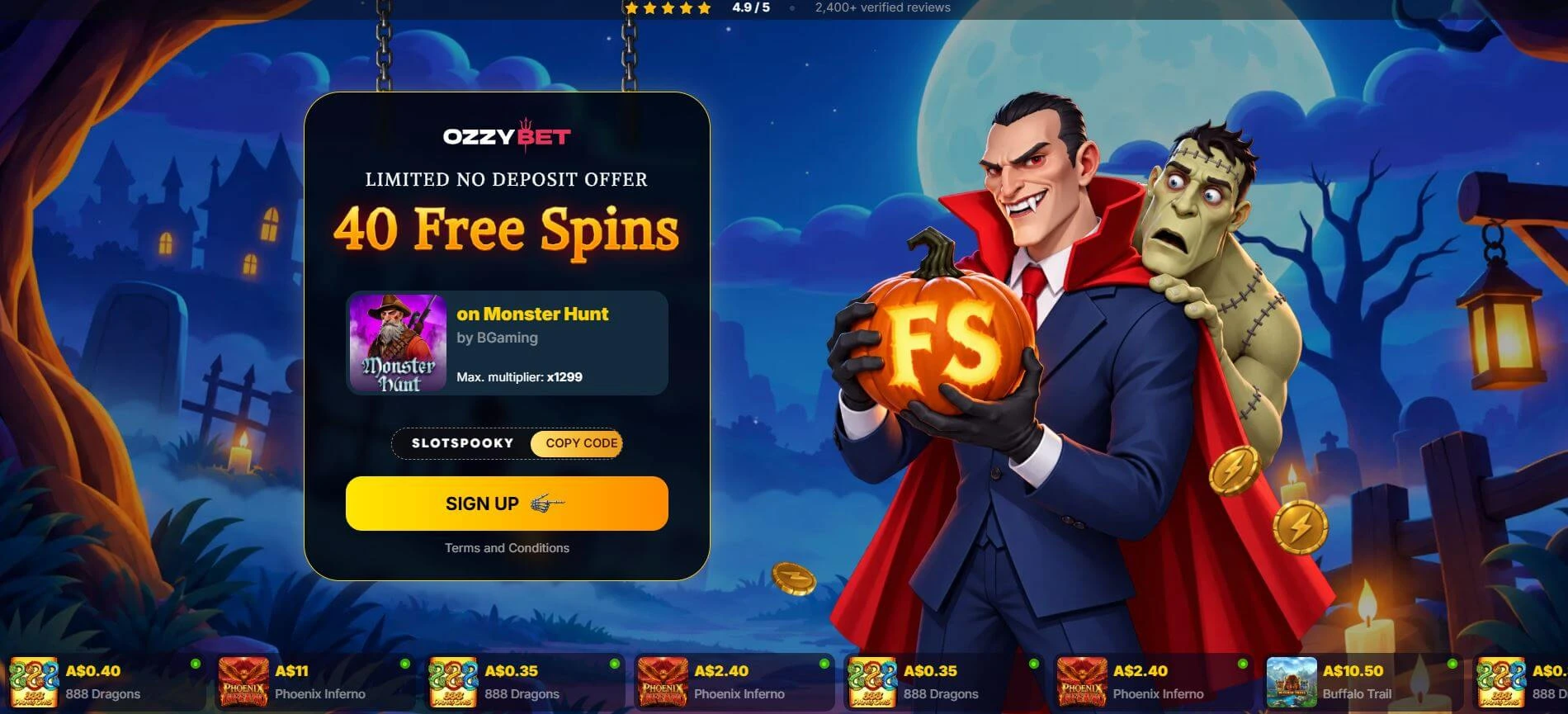Ozzybet casino 40 free spins